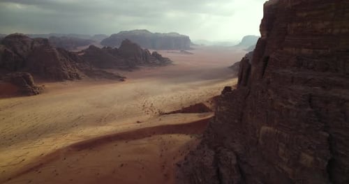 Wadi Rum Desert Valley in Jordan, Middle East, Aerial Landscape