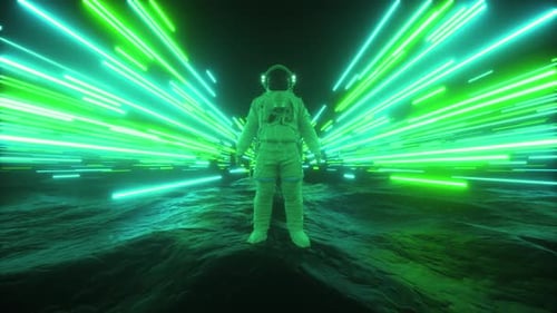 Astronaut And Neon Strings Backdrop Loop