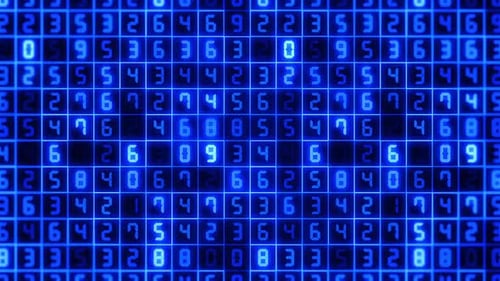 Blue Abstract Digital Numbers Background Loop V6