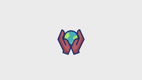Animated Hands Holding Earth Flat Design Icon