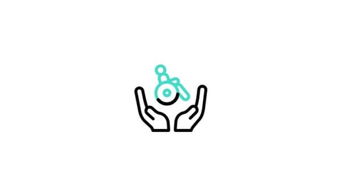 Animated Hands Holding Wheelchair Icon for Healthcare Support