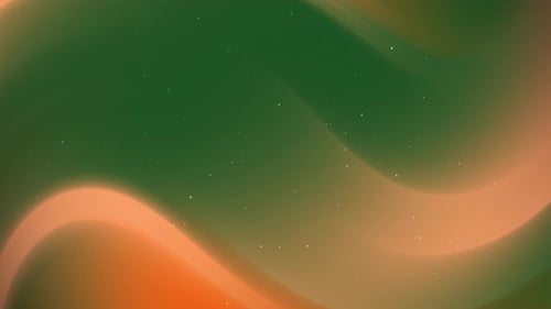 Movimiento abstracto con curvas fluidas en tonos verdes y naranjas