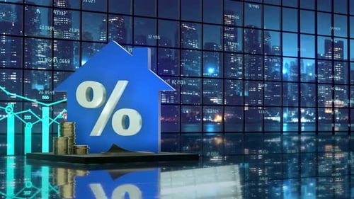Real Estate Interest Rate House Percentage Financial Concept Loop