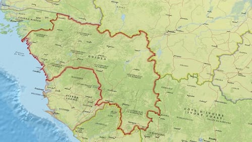 Guinea Country Map Zoom-in and Pan Animation