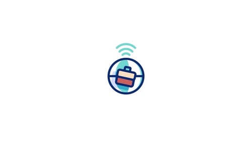 Animated Briefcase Technology Icon with Wi-Fi Signal