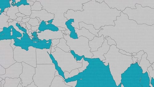 Flat Design World Map Highlighting Iran Digital Graphic