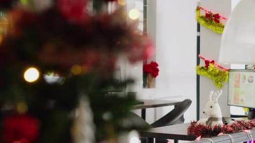 Decorated Office Space for Christmas Holidays