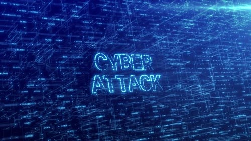 Futuristic Digital Network with Cyber Attack Text Reveal