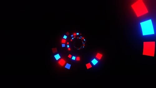 Red And Blue Movement Of Squares In Rings Background Vj Loop In 4K
