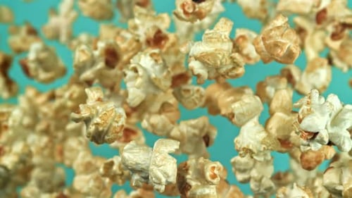 Popcorn Filling Frame with Bright Blue Background