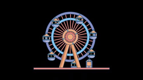 Colorful Carousel In Children's Park On Alpha Channel