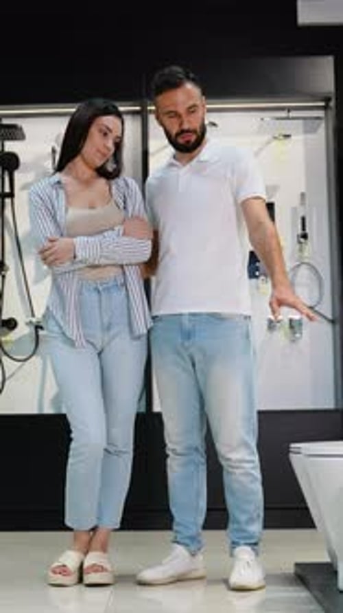 Stylish Couple Shopping for New Bathroom Fixtures