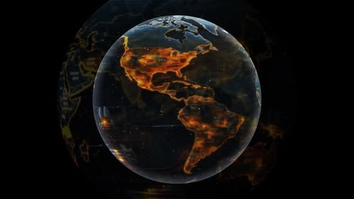 Digital Earth Globe Network with Glowing Connections