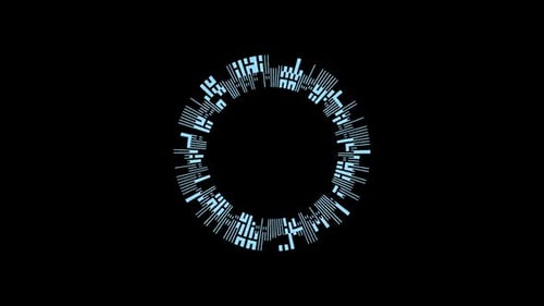 Schnittstellenkollektion: Kontinuierliche Hauptschleife eines Rings mit linearen flackernden Elementen, die gegen C rotieren