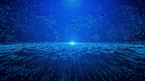 Futuristic Cyber Environment Digital Motion Abstract Matrix Big Data Analytic Artificial Intelligent