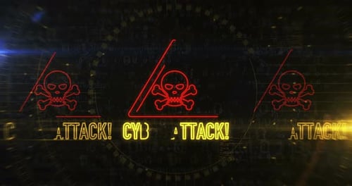 Cyber attack alert symbol loop digital concept