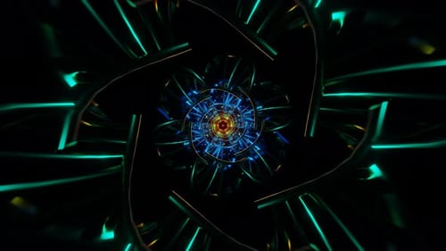 A Dynamic VJ Loop with Vibrant Neon Lights Pulsating in the Backdrop