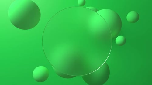 Sphères vertes abstraites et boucle en verre mat