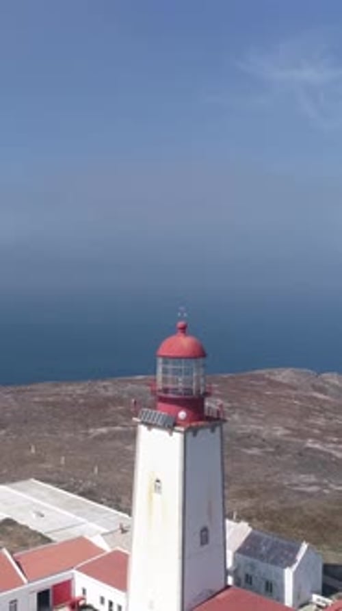 Vertical Video of Berlengas Island Lighthouse in Peniche, Portugal.
