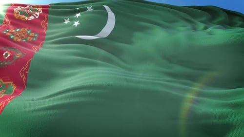 Realistic Waving Turkmenistan Flag Animation