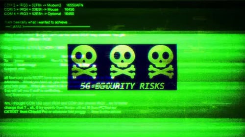 5G-Sicherheitsrisiken auf digitalen Bildschirmen Meldung auf Computerbildschirmen
