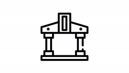 Animated Line Art Corporate Building Icon Reveal