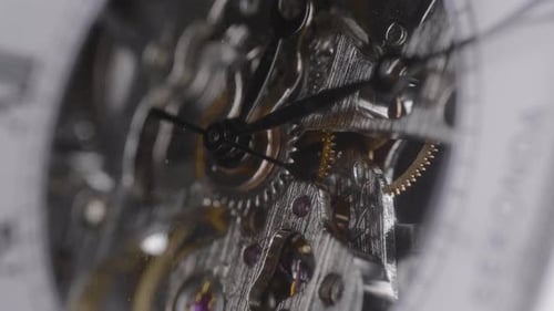 Extreme Close Up of Watch Gears and Mechanism