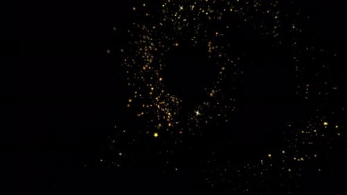 Golden Glitter Flight with Shining Gold Light Particles Trail