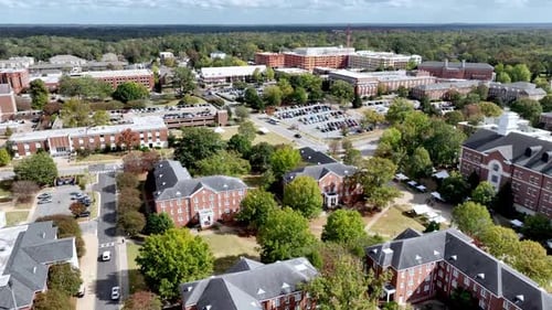 aerial over auburn university campus in auburn alabama