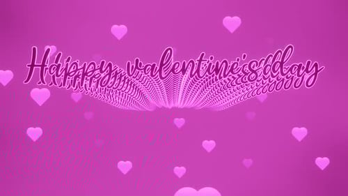 Happy Valentine's Day Greeting Text Animation with Glowing Hearts
