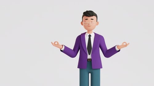 3D Animated Man Meditating in Zen Pose