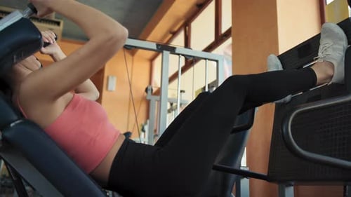 The Routine Exercise Of A Woman In The Gym