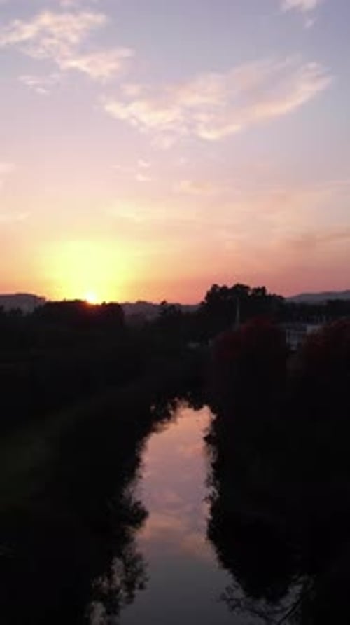 Vertical Video of River at Amazing Sunset
