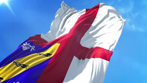 Waving Flag Combining England Cross with Blue and Yellow Ensign
