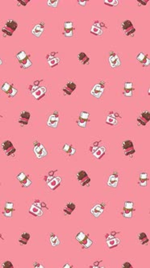 Adorables personnages de desserts sucrés à motifs de cœurs