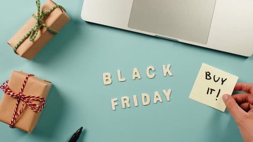 Black Friday Sale Marketing Concept Flat Lay