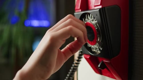 Retro Vintage Phone A Yellow Rotary Telephone is Displayed on a Wooden Desk Adding a Nostalgic Touch