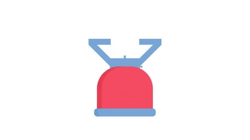 Flat Design Camping Stove Animated Icon with Flickering Flame