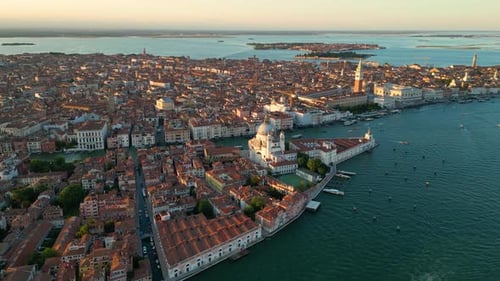 Venice Aerial Grand Canal Basilica Punta Della Dogana Venetian Lagoon Italy