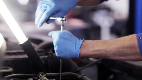 Car Service, Repair, Maintenance and People Concept - Mechanic Man with Wrench