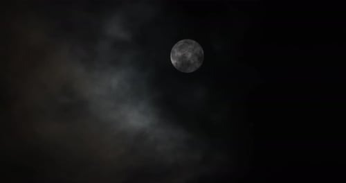 Full Moon and Moving Clouds at Night