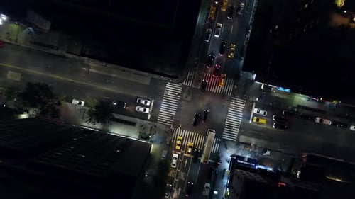 New York City crossroads at night