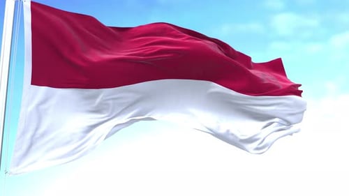 Waving Red and White National Flag