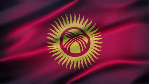 Realistic Kyrgyzstan Flag Waving Loop Animation