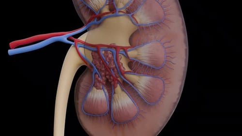 Human Kidney Anatomy with Tumor Growth Medical 3D Animation
