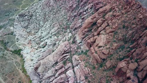 Flying over rock formations at Red Rock Canyon Nevada just outside of Las Vegas