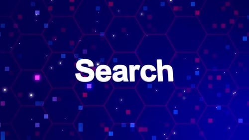 Futuristic Digital Search Title Animation with Hexagon Grid