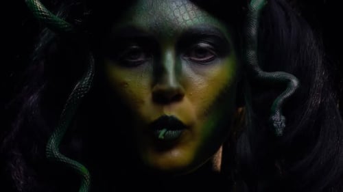 Medusa with snakes in close up studio shot