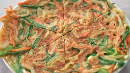 Vegetable Pancake with Scallions, Onions and Carrots