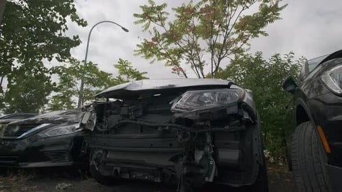 The Camera Moves Near the Wrecked Car